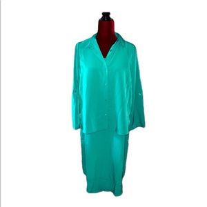 Roaman's 14W 3/4 Sleeve Green Blouse And Sleeveless Shift Dress T2